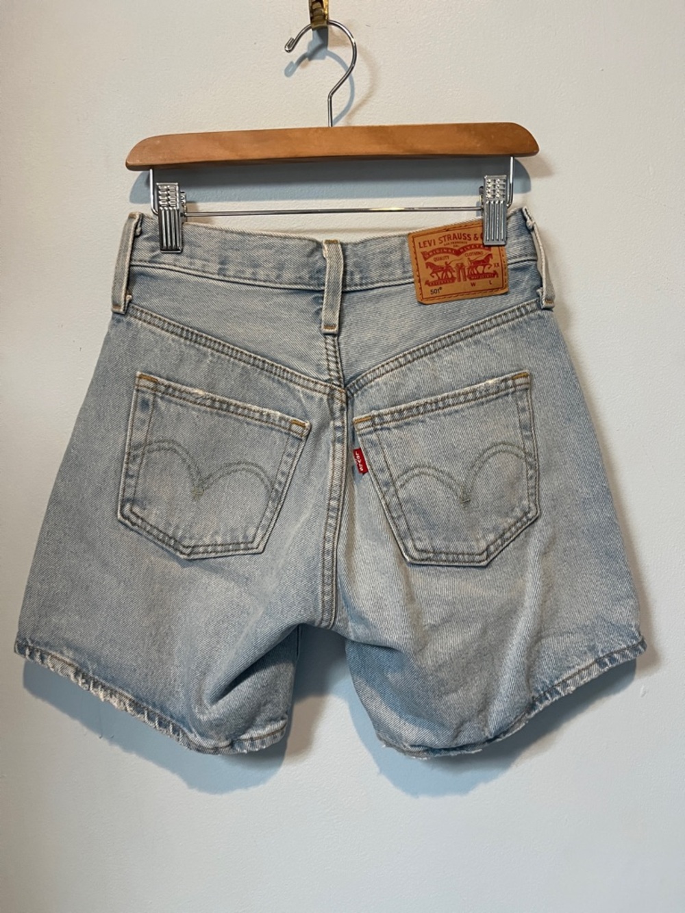 Levi's 501 Faded Light Blue Jean Shorts | W: 23